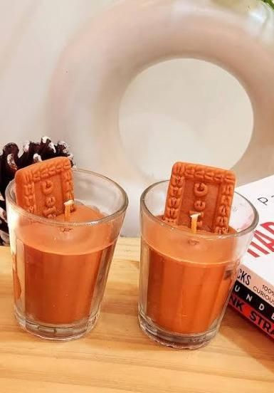 Chai Glass with Parle G Candle Pack of 3